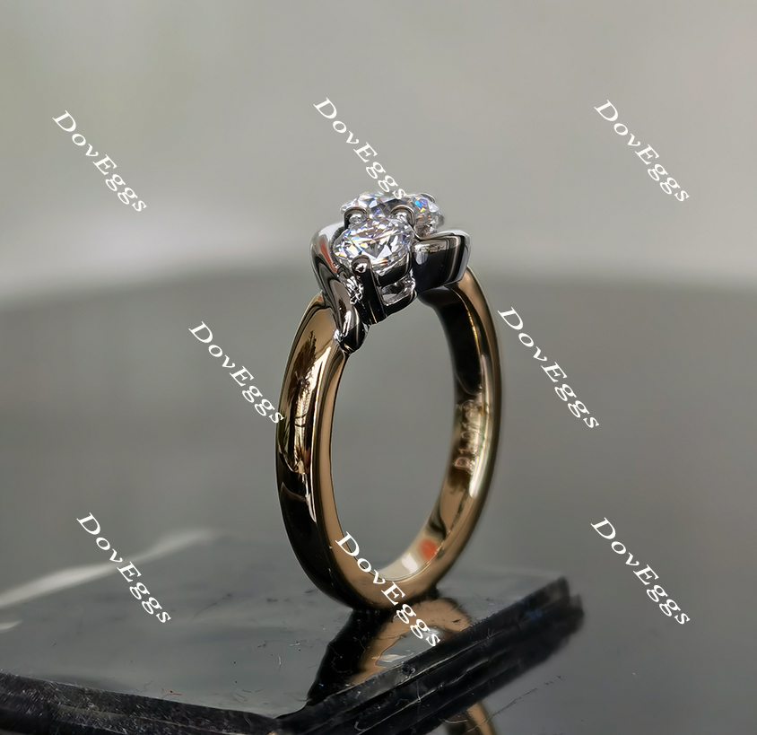 Doveggs round three stone moissanite engagement ring