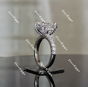 Doveggs asscher half eternity pave moissanite engagement ring