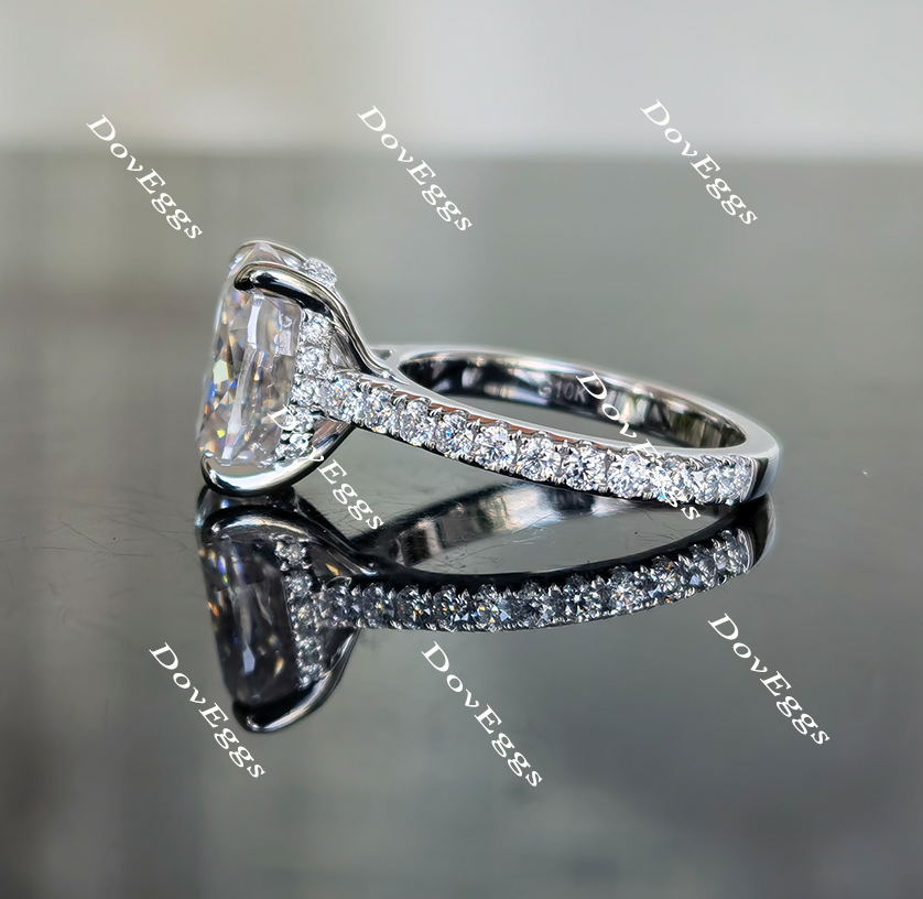 The Christina pave oval moissanite engagement ring