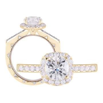 Doveggs cushion pave halo moissanite engagement ring