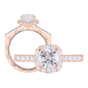 Doveggs cushion pave halo moissanite engagement ring