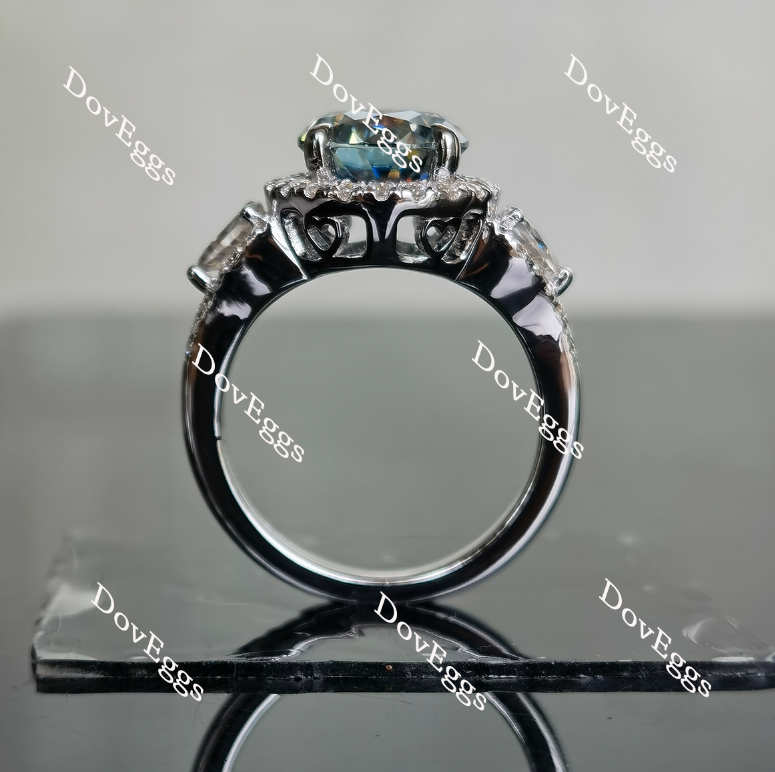Doveggs round halo colored moissanite engagement ring