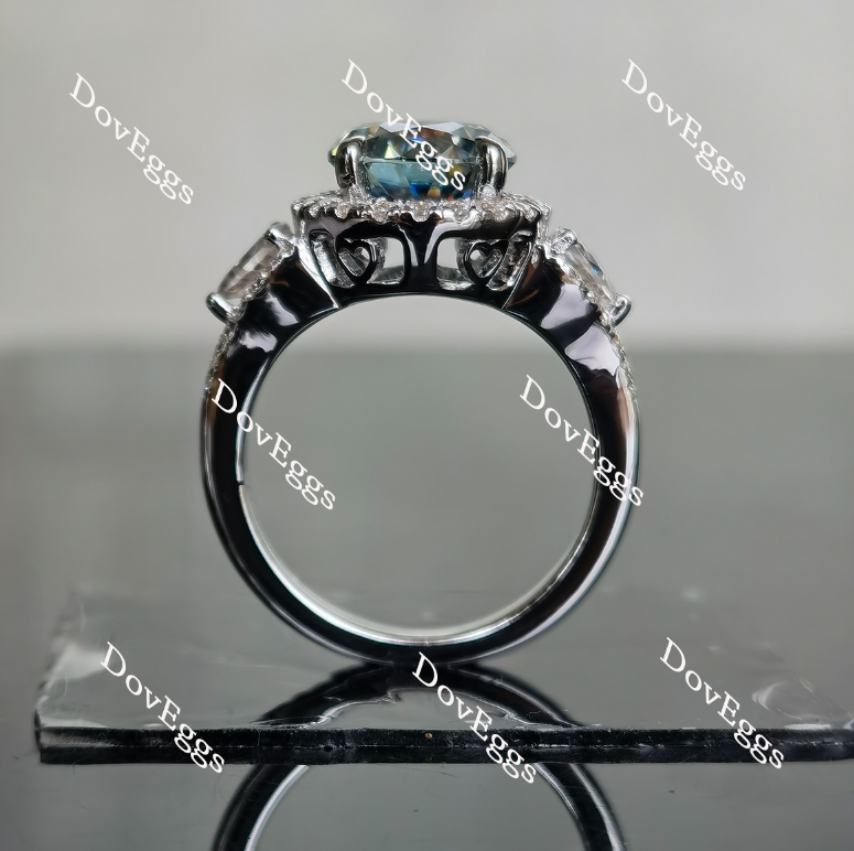 Doveggs  smokey spark grey round halo moissanite engagement ring