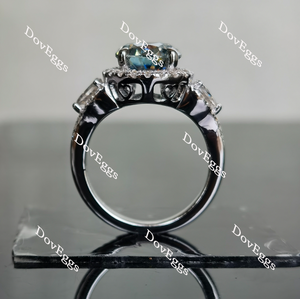 Doveggs round halo colored moissanite engagement ring