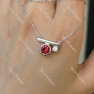 Doveggs 1ct round colored gem & 0.2ct round moissanite sterling silver pendant with 17"necklace