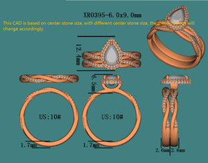 doveggs pear halo moissanite bridal set (2 rings)