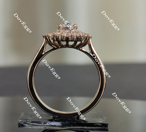 The Persephone flower shape halo oval moissanite engagement ring
