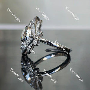 Doveggs cushion art deco dragonfly moissanite engagement ring