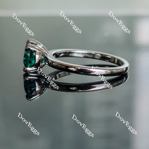 Doveggs elongated oval solitaire zambia emerald coclored gem engagement ring