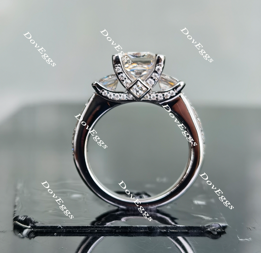 The Ginny princess side-stone half eternity pave moissanite engagement ring