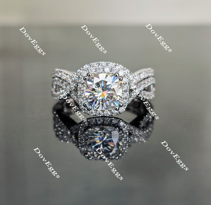 halo moissanite bridal set or moissanite Ring