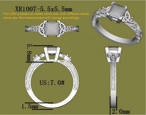 Doveggs princess carved vintage moissanite engagement ring