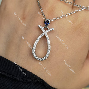 Doveggs pear blue sapphire ribbon colored gem & moissanite pendant (Pendant only)