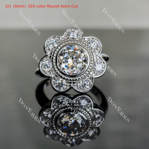 Doveggs round flower shape moissanite engagement ring