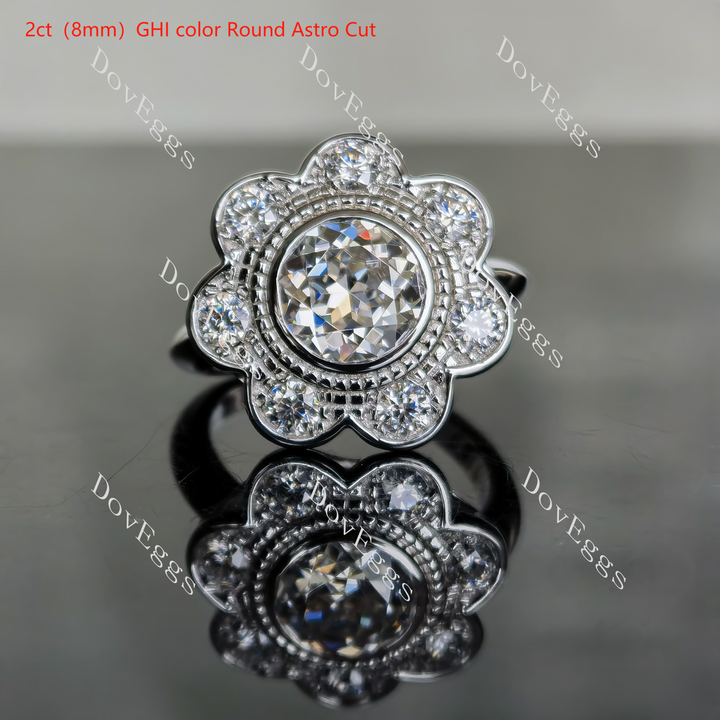 Doveggs round flower shape moissanite engagement ring - DovEggs-Seattle