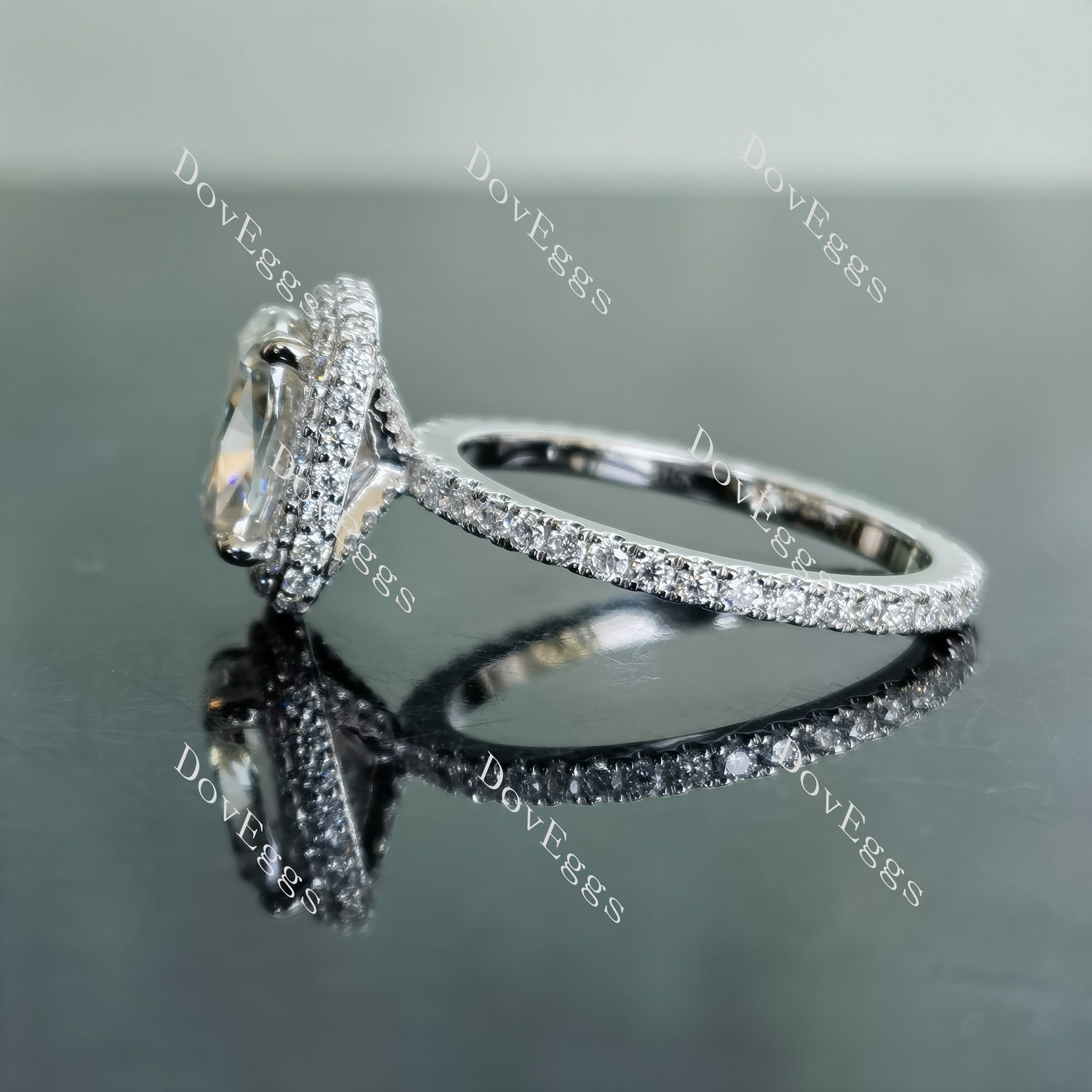 Doveggs halo full eternity pave moissanite bridal set (1 engagement ring+2 bands)