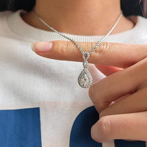 Doveggs 2ct pear halo moissanite pendant necklace in sterling silver for women