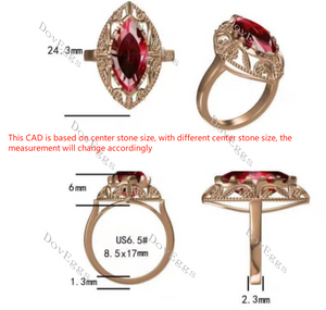 Cheryl Crews Gilliam Rose Marquis colored gem Ring