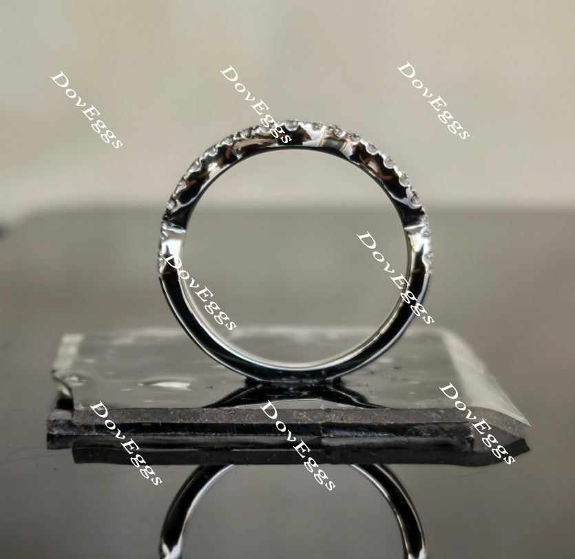 Doveggs round half eternity moissanite/lab grown diamond wedding band(one piece of wedding band only)-1.8mm band width