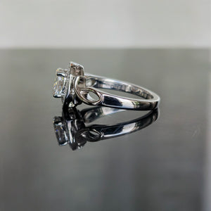 Doveggs ribbon halo sterling silver moissanite engagement ring