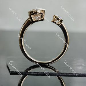 DovEggs oval two stones bezel moissanite engagement ring