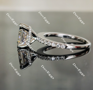 Doveggs radiant half eternity pave moissanite engagement ring