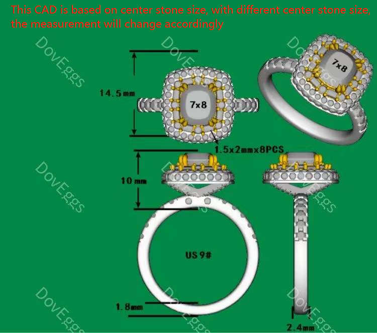 DovEggs cushion halo moissanite engagement ring