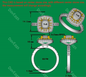 DovEggs cushion halo moissanite engagement ring