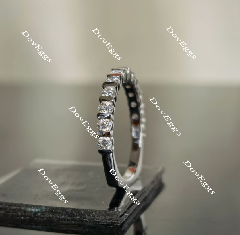 Doveggs euro shank round moissanite /Lab grown diamond wedding band(one piece of wedding band only)-1.7mm band width