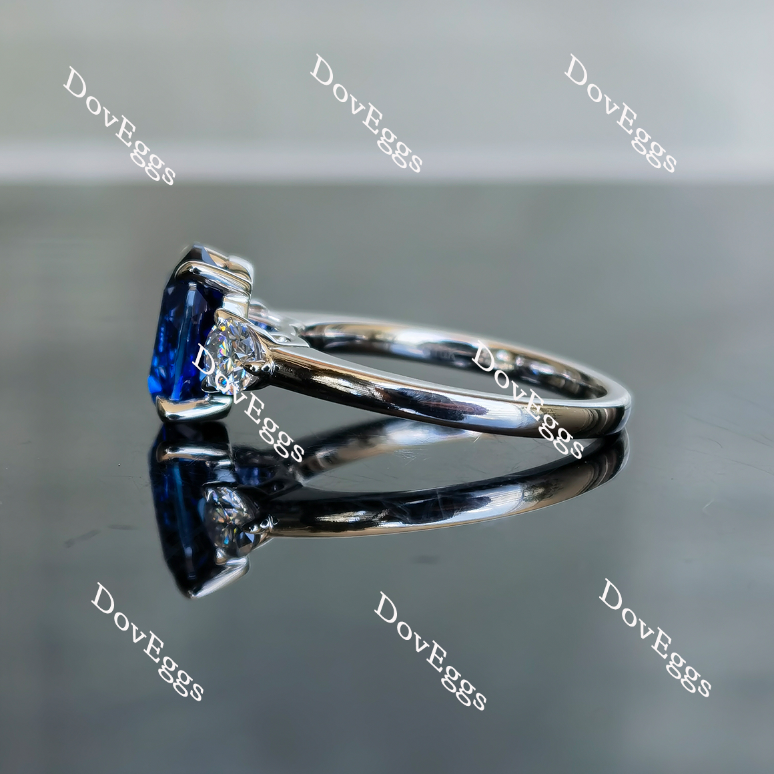 Doveggs oval three-stone blue sapphire colored gemr ring