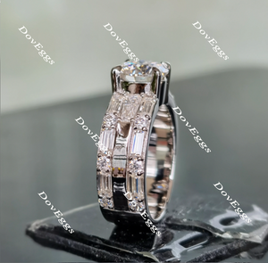 Doveggs round art deco moissanite engagement ring