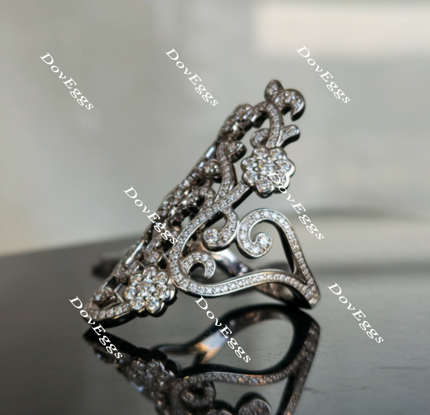 Doveggs garden goddness flower shape round moissanite/Lab grown diamond wedding bands-2.5mm band width