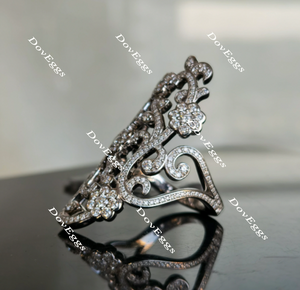 Doveggs garden goddness flower shape round moissanite/Lab grown diamond wedding bands-2.5mm band width