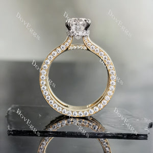 Doveggs elongated oval hidden halo moissanite engagement ring