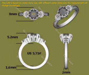 Doveggs round side stones colored moissanite engagement ring