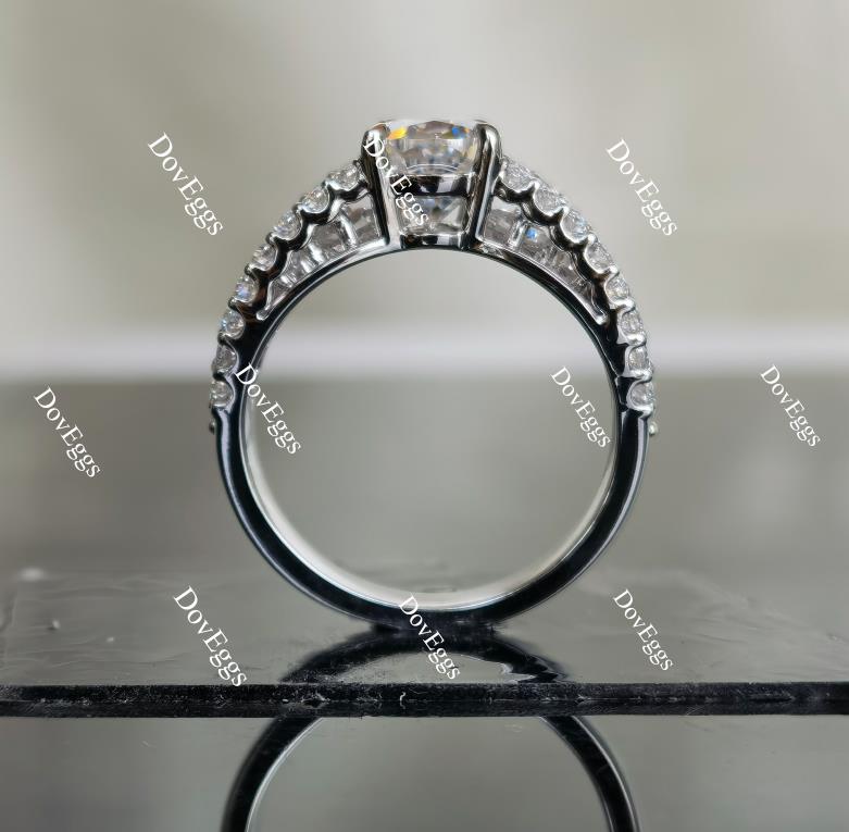 The Mikinzy pear split shank half eternity pave moissanite engagement ring