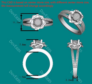 Doveggs round flower shape split shank moissanite ring