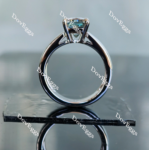 Doveggs smokey spark grey radiant H&A cut solitaire wide band moissanite ring