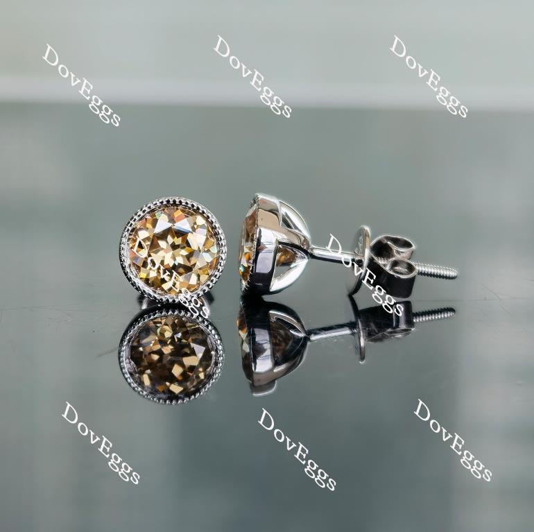 Doveggs solitaire champagne round moissanite stud earrings for women