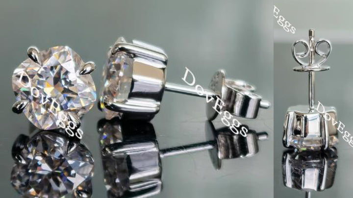 Doveggs solitaire cushion solitaire moissanite stud earrings for women - DovEggs-Seattle