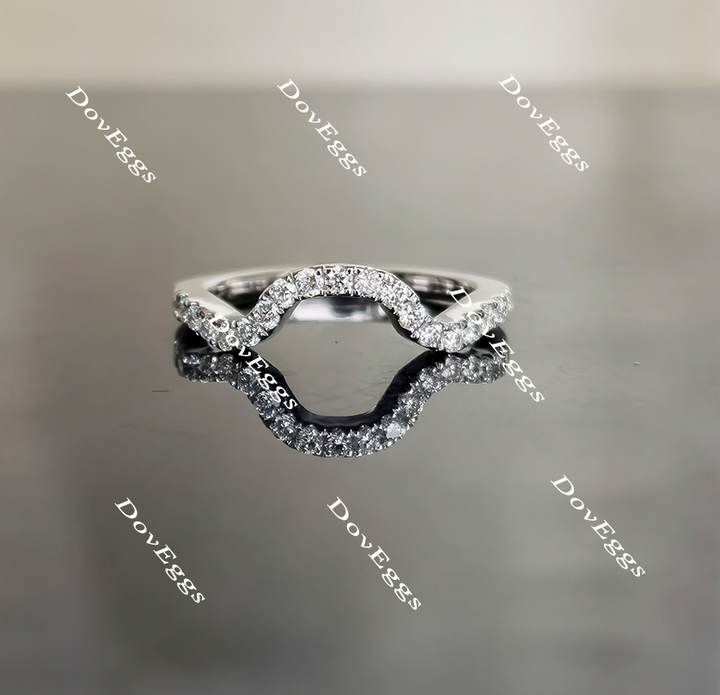 Doveggs pave curved moissanite/lab grown diamond wedding band-1.8mm band width