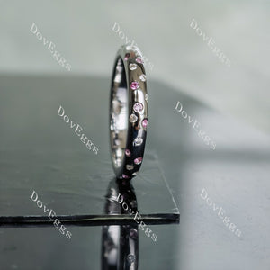 Doveggs round moissanite/lab grown diamond & colored gem wedding band-3.0mm band width