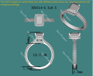 Doveggs paved emerald moissanite engagement ring