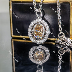 Doveggs oval bezel art colored moissanite pendant (pendant only)