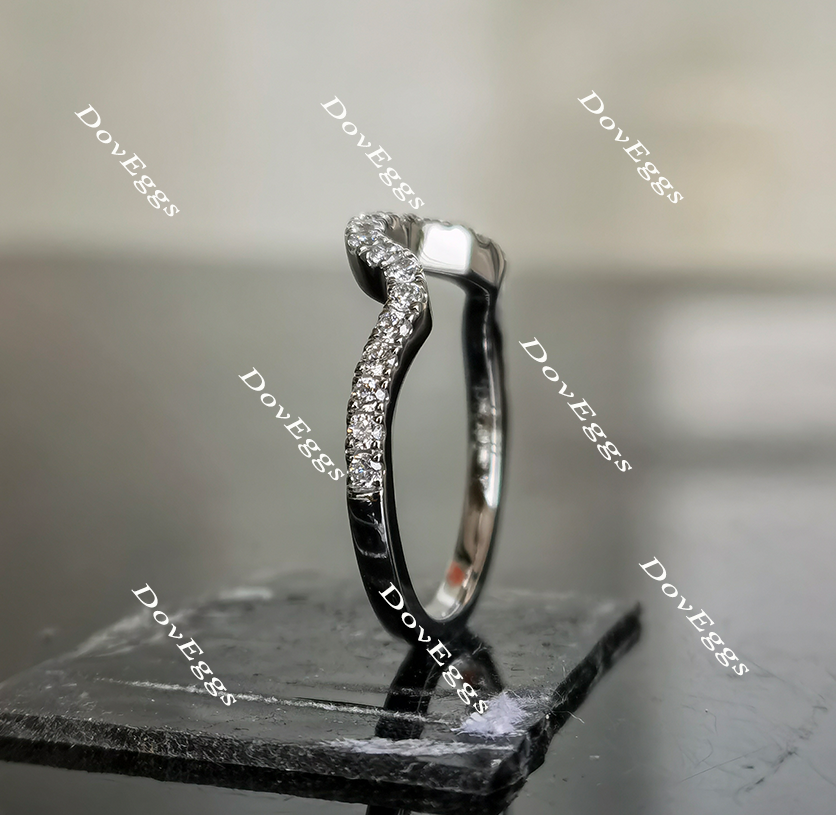 Doveggs pave curved moissanite/lab grown diamond wedding band-1.8mm band width
