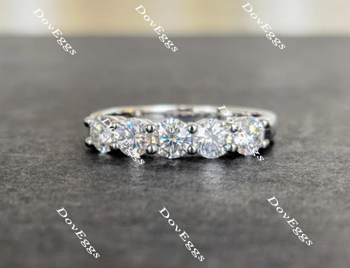 Doveggs five stone moissanite /lab grown diamond wedding band-2.4mm band width - DovEggs-Seattle