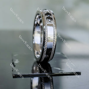 Doveggs round pave moissanite&colored gem wedding band-6mm band width