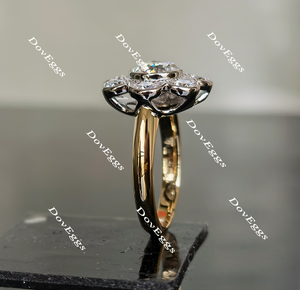 Doveggs round flower shape moissanite engagement ring