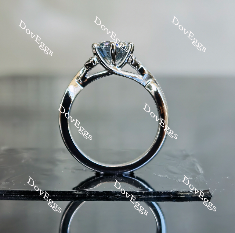 Doveggs round hollow out band solitaire moissanite engagement ring