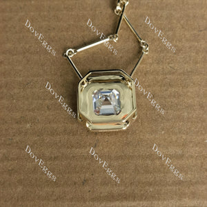 Doveggs asscher bezel halo moissanite pendant (with 17' length chain)